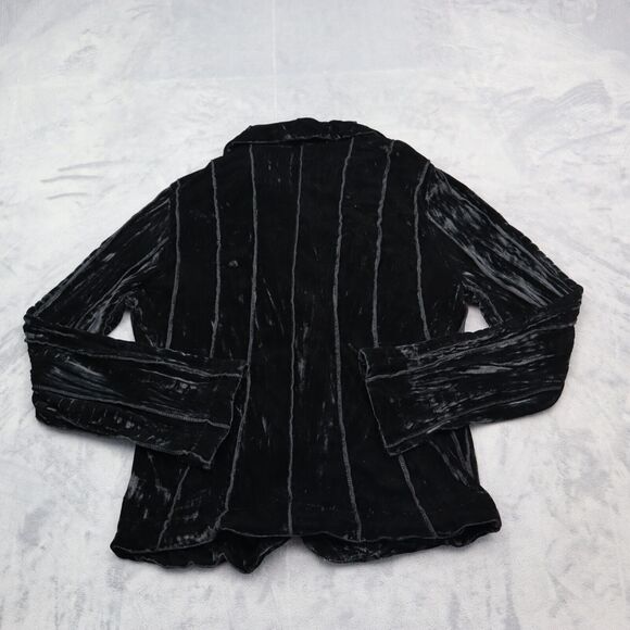 Passion Concept Jacket Womens M Black Pinstriped Long Sleeve Collared Blazer - Picture 10 of 16